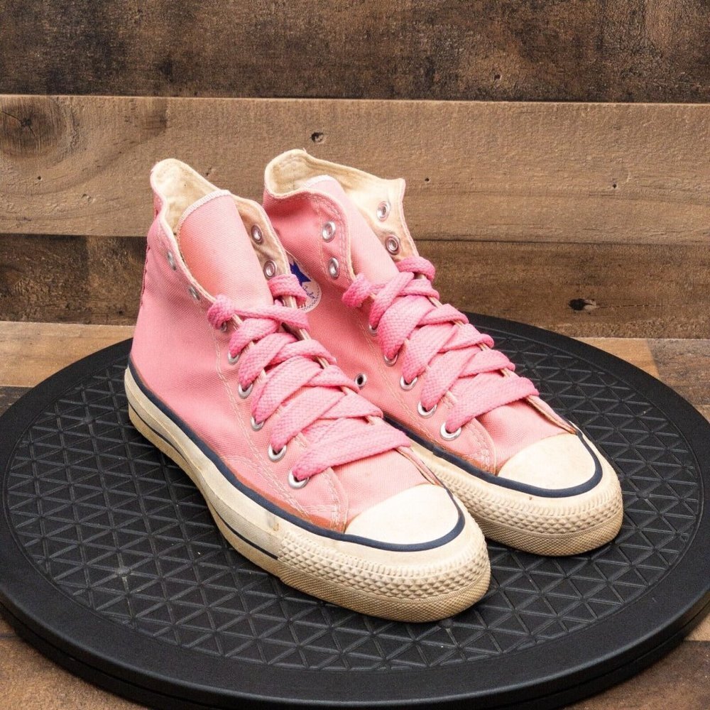CONVERSE ALL STAR MADE IN USA DEADSTOCK 1980’S VINTAGE WOMENS SHOES PINK SZ 6 - Picture 3 of 11